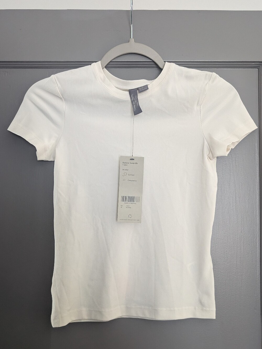 Sweaty Betty White Ribbed Short-Sleeve Crewneck Exercise Top - NWT